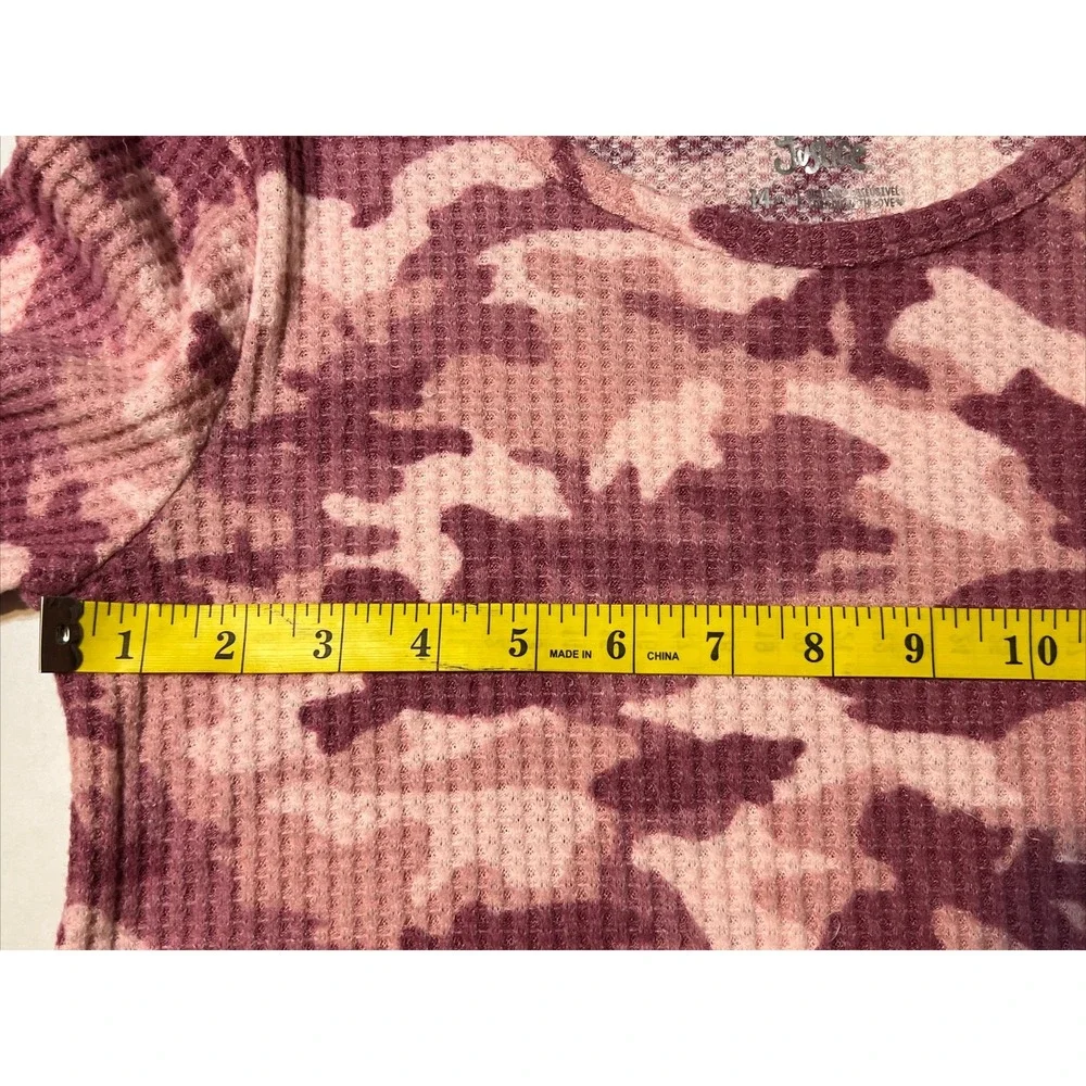 Justice Pink Camo Waffle Top Shirt Long Sleeve Girls Youth SZ 14‎ PL NEW